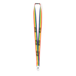 Lanyard personalizado de poliéster multicolorido com gancho de metal vista principal