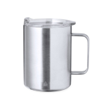 Caneca de aço inoxidável de parede dupla com dosador 370ml cor prateado primeira vista