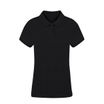 Polo para mulher 100% algodão penteado Ring Spun com 2 botões 220 g/m2 cor preto primeira vista