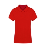 Polo para mulher 100% algodão penteado Ring Spun com 2 botões 220 g/m2 cor vermelho primeira vista