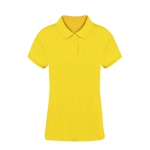 Polo para mulher 100% algodão penteado Ring Spun com 2 botões 220 g/m2 cor amarelo primeira vista