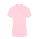 Polo para mulher 100% algodão penteado Ring Spun com 2 botões 220 g/m2 cor cor-de-rosa primeira vista