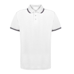 Polo respirável, poliéster com detalhe no colarinho e mangas 180 g/m2 cor branco primeira vista