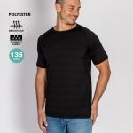 T-shirt técnica unissex, poliéster 100% com design às riscas 135 g/m2 cor preto