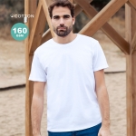 T-shirt branca, gola redonda, algodão 100% penteado Ring Spun 160 g/m2 cor branco