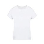 T-shirt branca para mulher de gola redonda 100% algodão 160 g/m2 cor branco primeira vista