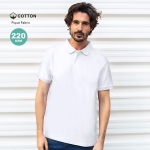 Polo branco de algodão 100% com 2 botões a condizer 220 g/m2 cor branco