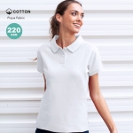 Polo branco mulher, algodão 100% com 2 botões a condizer 220 g/m2 cor branco