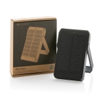 Powerbank de plástico reciclado, painel de carregamento solar 5.000 mAh cor preto vista com caixa