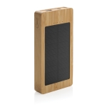 Powerbank de 100% bambu com painel solar de carregamento 10.000 mAh cor castanho terceira vista