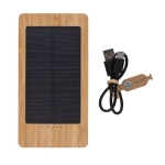 Powerbank de 100% bambu com painel solar de carregamento 10.000 mAh cor castanho quarta vista