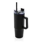 Copo térmico de plástico reciclado com tampa de 3 posições 900ml cor preto segunda vista