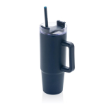 Copo térmico de plástico reciclado com tampa de 3 posições 900ml cor azul-marinho vista principal