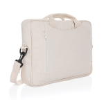 Bolsa para PC de algodão reciclado com bolso frontal 15,4'' cor branco-sujo