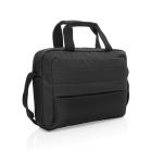 Bolsa de RPET com bolso e costuras decorativas na frente 15,6'' cor preto