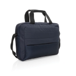 Bolsa de RPET com bolso e costuras decorativas na frente 15,6'' cor azul-marinho