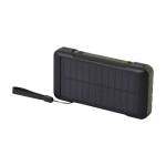 Powerbank de plástico reciclado com manivela e cabos de 10.000 mAh cor verde militar