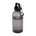 Garrafa transparente de plástico reciclado com mosquetão 400ml cor preto