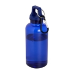 Garrafa transparente de plástico reciclado com mosquetão 400ml cor azul