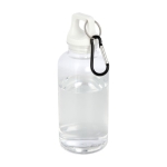 Garrafa transparente de plástico reciclado com mosquetão 400ml cor branco