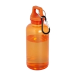 Garrafa transparente de plástico reciclado com mosquetão 400ml cor cor-de-laranja