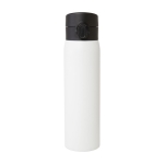 Termo de aço inoxidável reciclado com abertura de botão 450ml cor branco segunda vista frontal