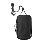 Suporte para celular com alça de ombro com zíper Expedition RPET cor preto primeira vista