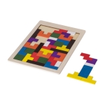 Puzzle com 40 peças de madeira coloridas cor castanho quinta vista