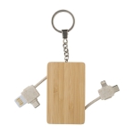 Porta-chaves de bambu com diferentes cabos de carregamento escondidos cor castanho segunda vista