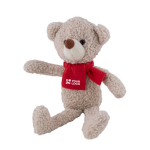 Urso de peluche com cachecol vermelho incluído para personalizar cor natural vista principal