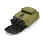 Mochila resistente à água de algodão reciclado com fivela 240 g/m2 cor verde militar vista de detalhe 