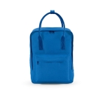 Mochila de algodão reciclado com alças e bolso frontal 450 g/m2 cor azul