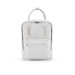 Mochila de algodão reciclado com alças e bolso frontal 450 g/m2 cor branco