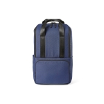 Mochila de poliéster reciclado com compartimento para portátil 18L cor azul vista frontal 