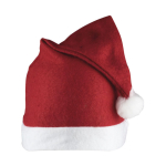 Gorro clássico de Pai Natal feltro com aba e pompom branco cor vermelho primeira vista