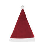 Gorro clássico de Pai Natal feltro com aba e pompom branco cor vermelho primeira vista