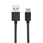 Cabo de RPET de 1 metro com dois conectores USB-A e USB-C cor preto terceira vista 