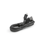 Cabo de carregamento de RPET de 1 metro com conector USB-A e Lightning cor preto