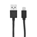 Cabo de carregamento de RPET de 1 metro com conector USB-A e Lightning cor preto terceira vista 