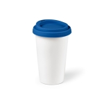 Caneca térmica de cerâmica take away com tampa de silicone 290ml cor azul segunda vista