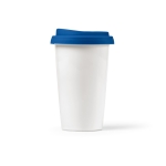 Caneca térmica de cerâmica take away com tampa de silicone 290ml cor azul vista frontal 