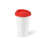 Caneca térmica de cerâmica take away com tampa de silicone 290ml cor vermelho segunda vista