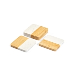 Conjunto de 4 porta-copos de bambu e mármore sofisticados para a mesa cor natural terceira vista 