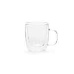 Caneca de vidro de borossilicato de parede dupla 220ml cor transparente