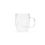 Caneca de vidro de borossilicato de parede dupla 220ml cor transparente vista frontal 