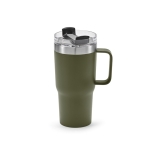 Copo térmico de aço inoxidável reciclado com tampa giratória 490ml cor verde militar