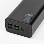 Bateria externa com ecrã que indica a bateria 30.000 mAh cor preto terceira vista 