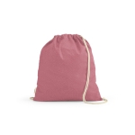 Mochila ecológica de cordas de algodão reciclado e RPET 140 g/m2 cor cor-de-rosa