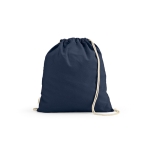 Mochila ecológica de cordas de algodão reciclado e RPET 140 g/m2 cor azul-marinho