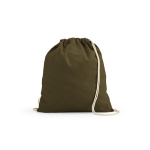 Mochila ecológica de cordas de algodão reciclado e RPET 140 g/m2 cor verde militar